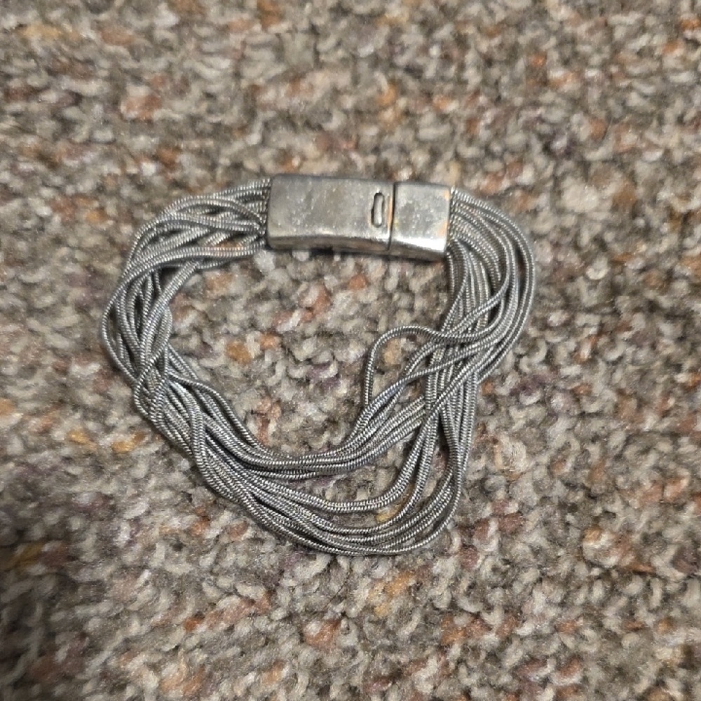 Buckle Silver Multi-Strand Bracelet